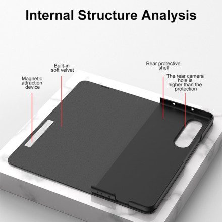 Folio-fodral För Samsung Galaxy Z Fold 3 5G Läderfodral Härdat Glas Och Konstläder