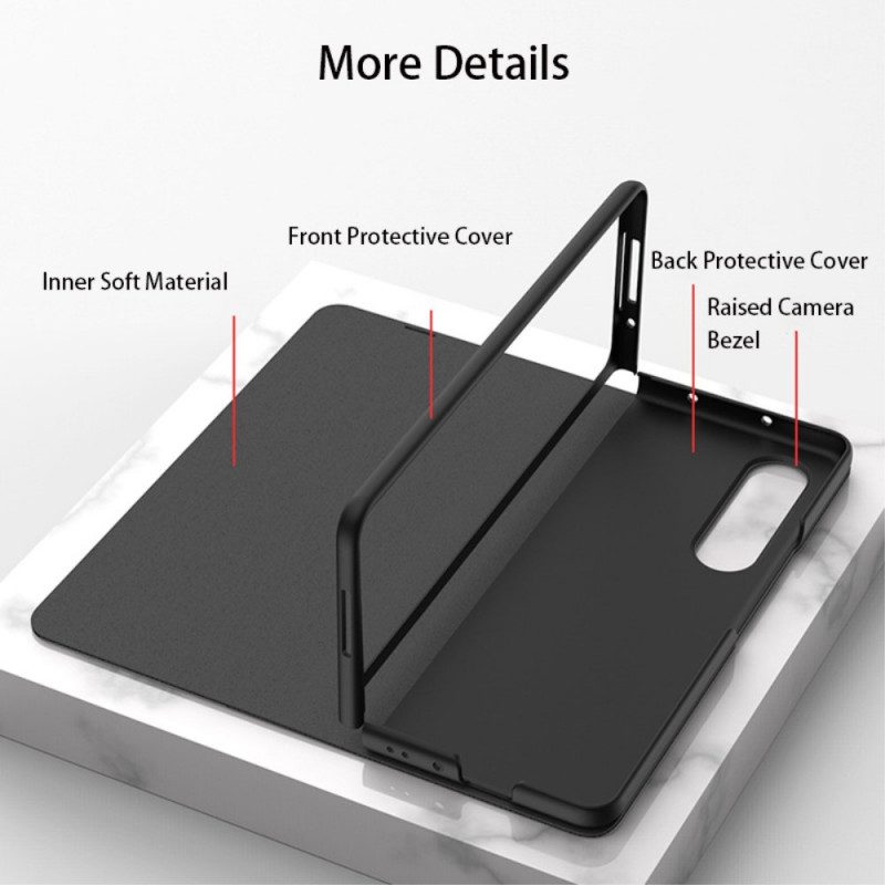 Folio-fodral För Samsung Galaxy Z Fold 3 5G Läderfodral Härdat Glasmarmoreffekt