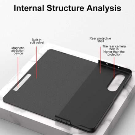 Folio-fodral För Samsung Galaxy Z Fold 3 5G Läderfodral Härdat Glasmekanism Gkk