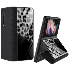 Folio-fodral För Samsung Galaxy Z Fold 3 5G Läderfodral Leopard Härdat Glas