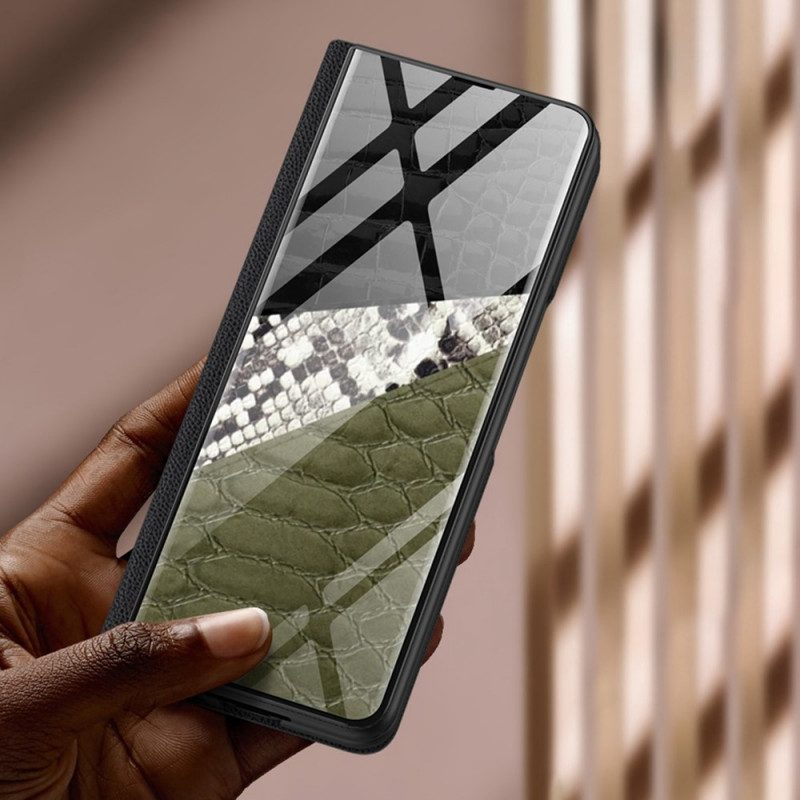 Folio-fodral För Samsung Galaxy Z Fold 3 5G Läderfodral Leopard Härdat Glas