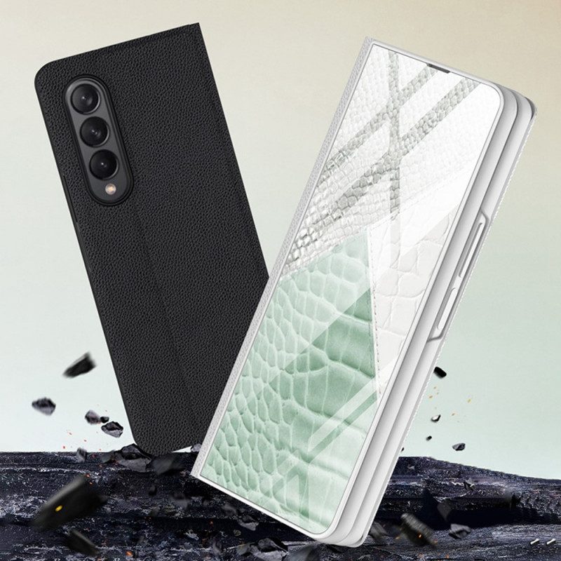 Folio-fodral För Samsung Galaxy Z Fold 3 5G Läderfodral Leopard Härdat Glas