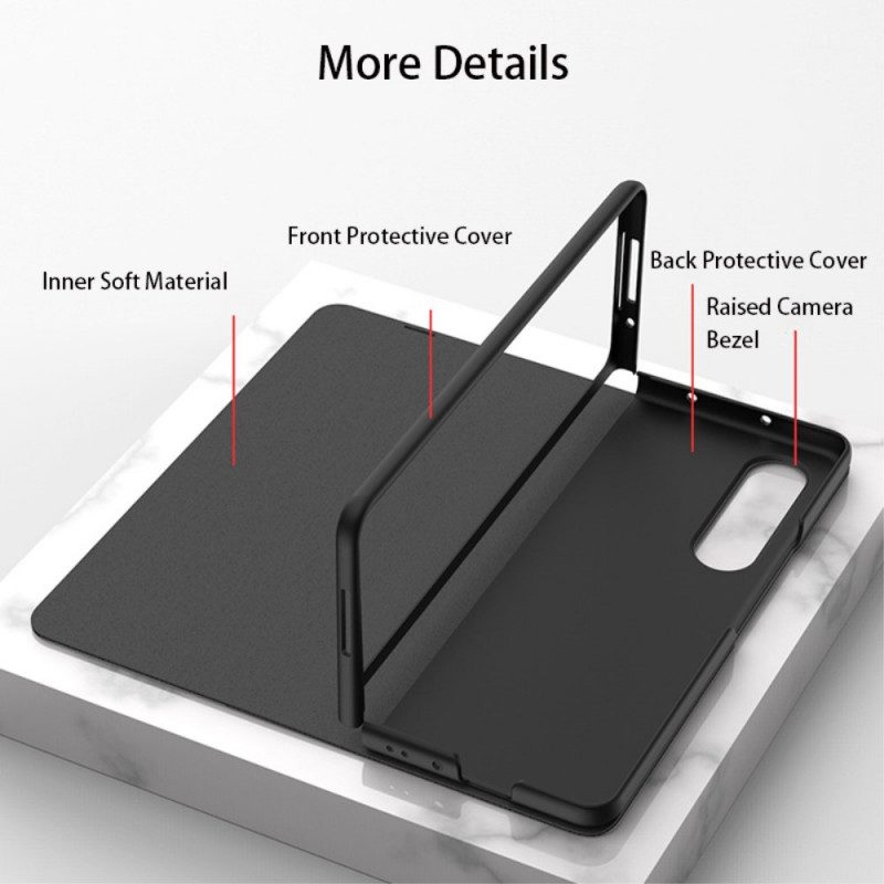 Folio-fodral För Samsung Galaxy Z Fold 3 5G Läderfodral Marmor Härdat Glas