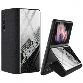 Folio-fodral För Samsung Galaxy Z Fold 3 5G Läderfodral Ormhärdat Glas