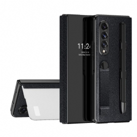 Folio-fodral För Samsung Galaxy Z Fold 3 5G Läderfodral Spegel Pennhållare Och Rem