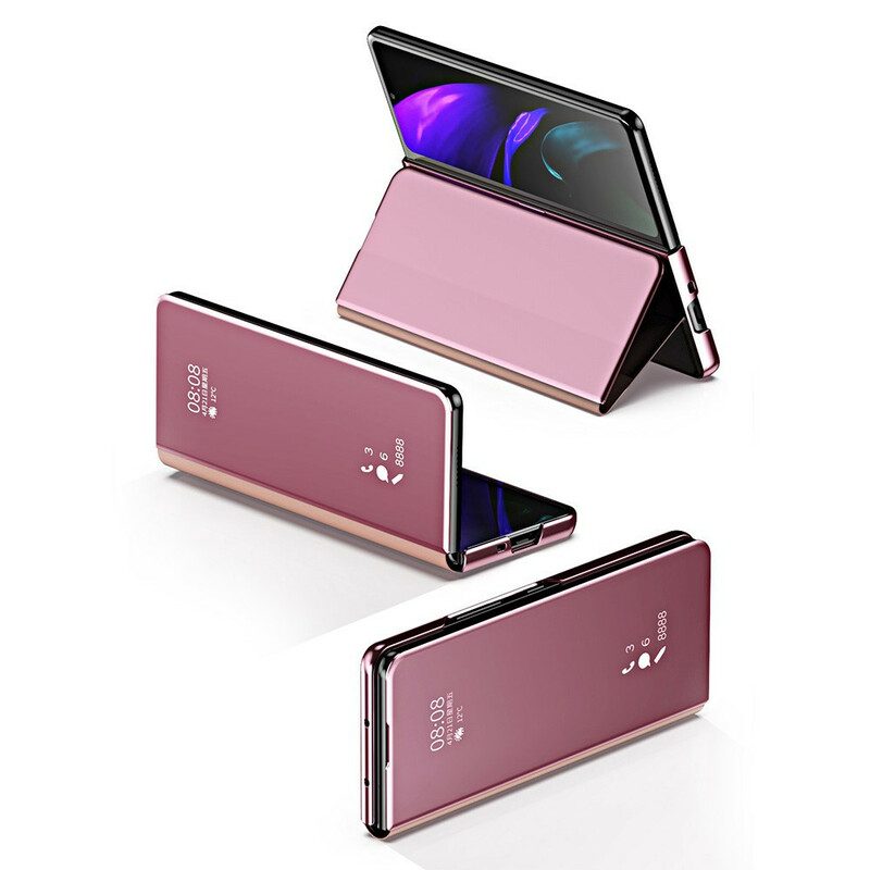 Folio-fodral För Samsung Galaxy Z Fold 3 5G Läderfodral Spegelskydd