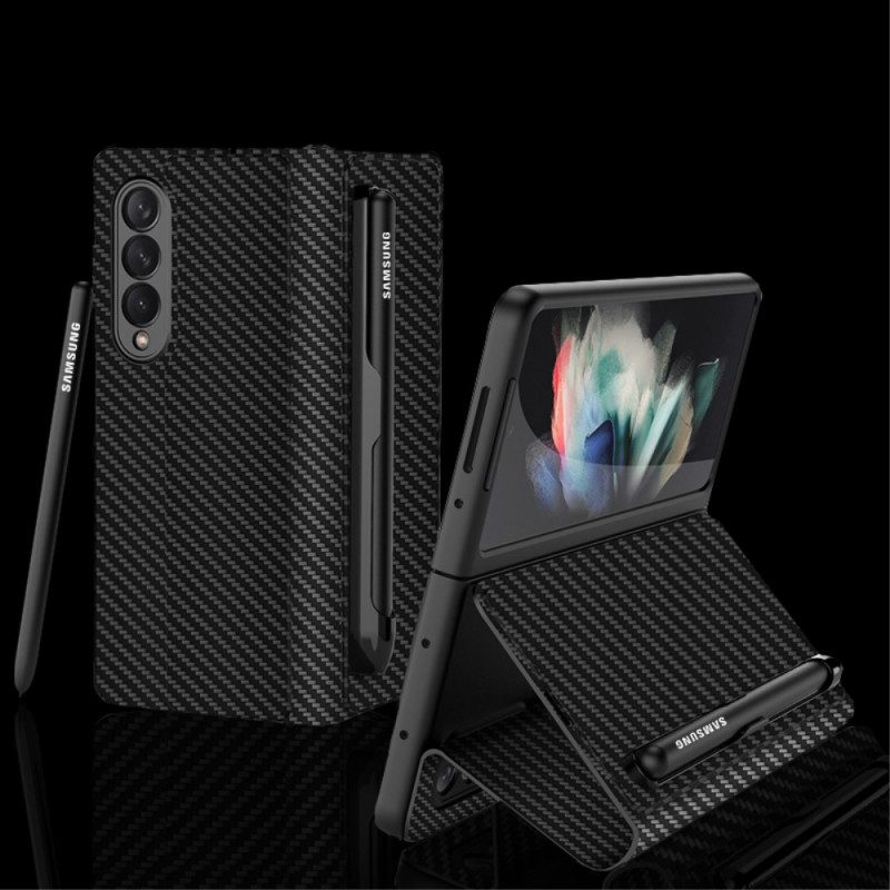 Folio-fodral För Samsung Galaxy Z Fold 3 5G Läderfodral Stylushållare I Kolfiber