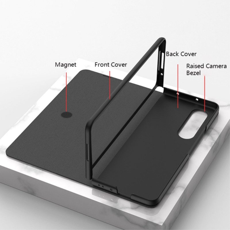 Folio-fodral För Samsung Galaxy Z Fold 3 5G Läderfodral Stylushållare I Kolfiber