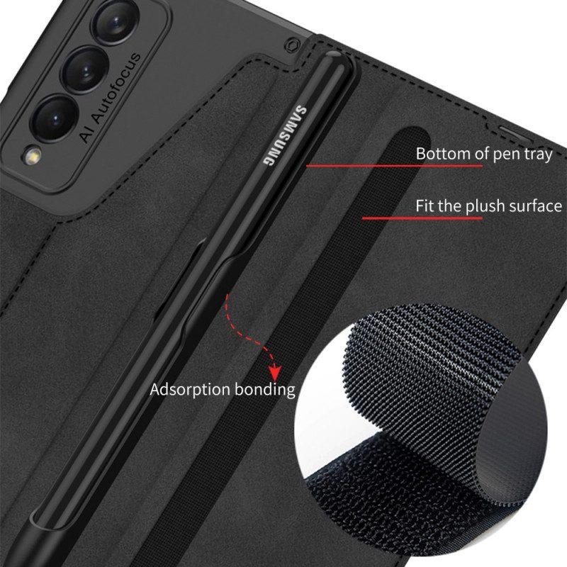 Folio-fodral För Samsung Galaxy Z Fold 3 5G Läderfodral Stylushållare I Konstläder Gkk