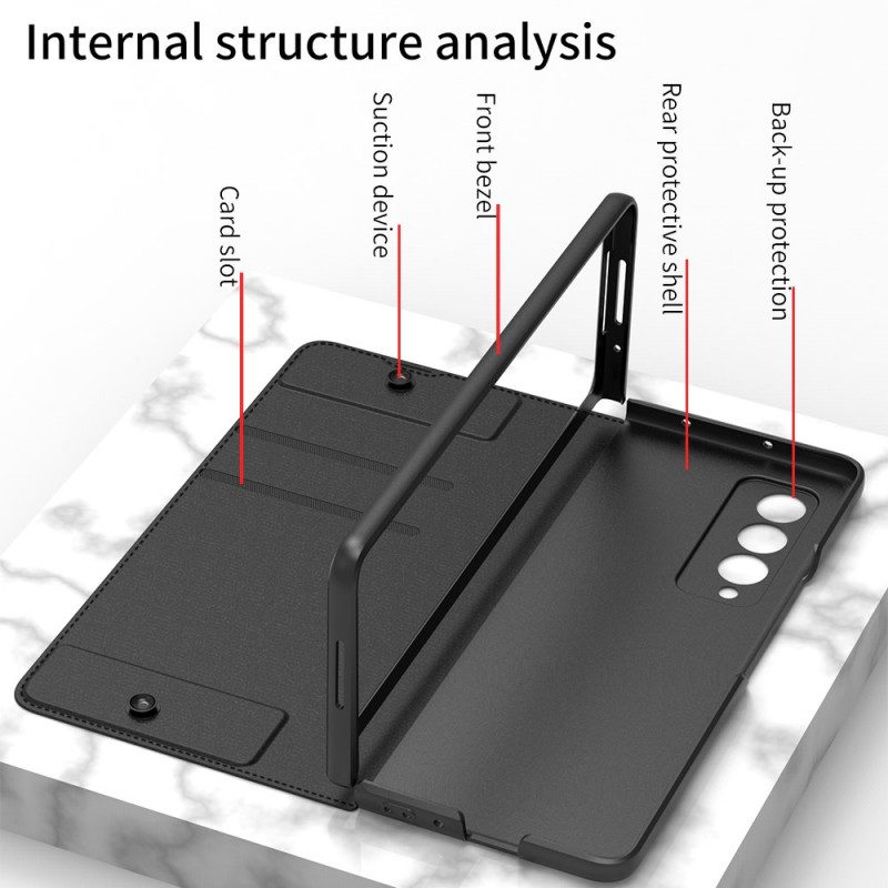 Folio-fodral För Samsung Galaxy Z Fold 3 5G Läderfodral Stylushållare I Konstläder Gkk