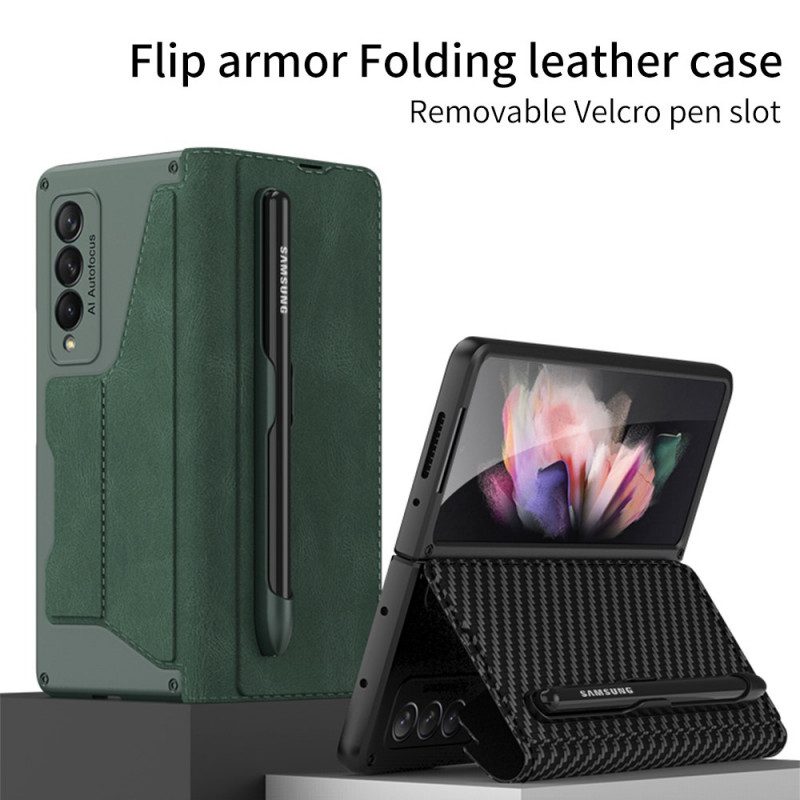 Folio-fodral För Samsung Galaxy Z Fold 3 5G Läderfodral Stylushållare I Konstläder Gkk