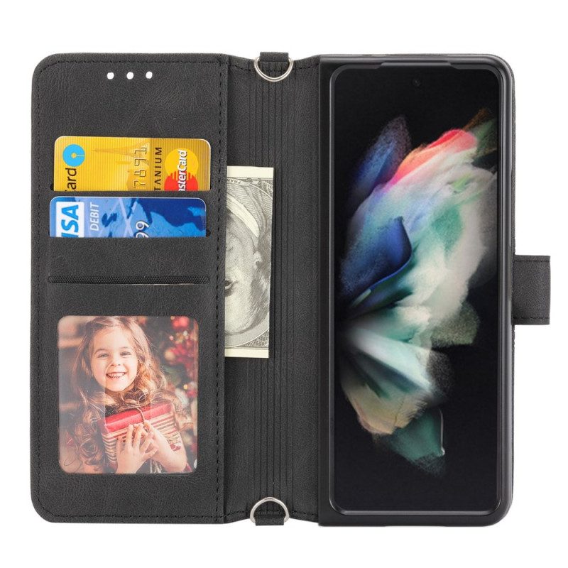 Folio-fodral För Samsung Galaxy Z Fold 4 Bältesmönster I Konstläder