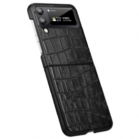 Folio-fodral Mobilskal För Samsung Galaxy Z Flip 3 5G Läderfodral Äkta Crocodile Texture Läder