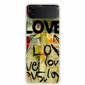 Folio-fodral Mobilskal För Samsung Galaxy Z Flip 3 5G Läderfodral Kärlek Och Kärlek