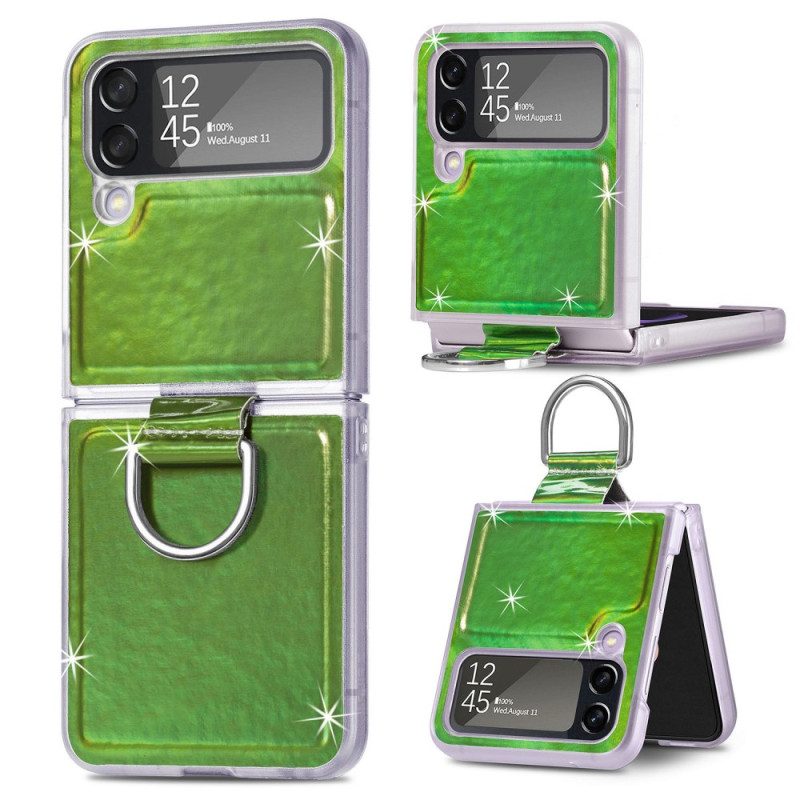 Folio-fodral Mobilskal För Samsung Galaxy Z Flip 4 Läderfodral Elektriska Färger Och Ring