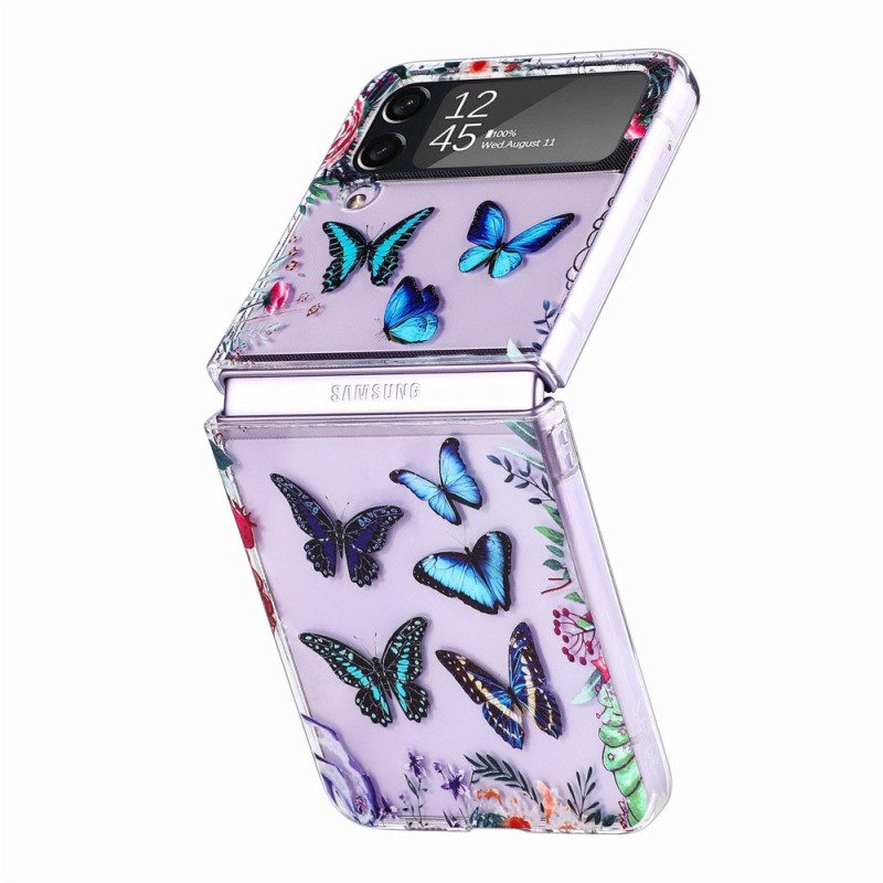 Folio-fodral Mobilskal För Samsung Galaxy Z Flip 4 Läderfodral Flera Fjärilar