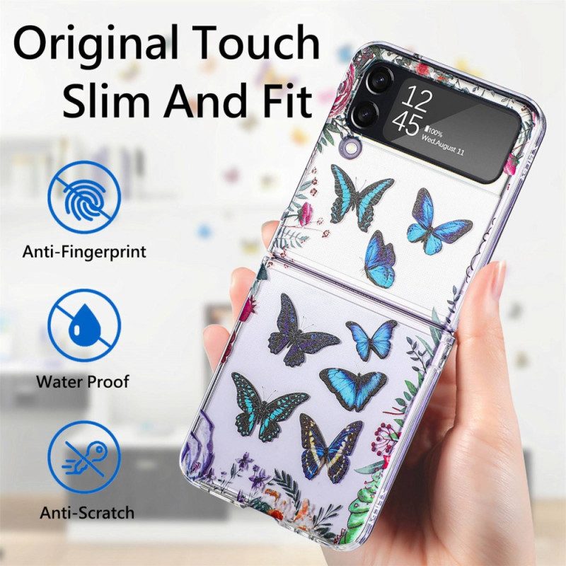 Folio-fodral Mobilskal För Samsung Galaxy Z Flip 4 Läderfodral Flera Fjärilar