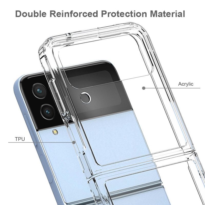 Folio-fodral Mobilskal För Samsung Galaxy Z Flip 4 Läderfodral Transparent Förstärkt Kontur