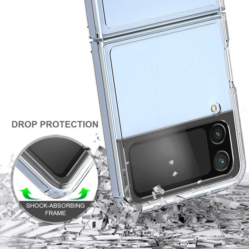 Folio-fodral Mobilskal För Samsung Galaxy Z Flip 4 Läderfodral Transparent Förstärkt Kontur