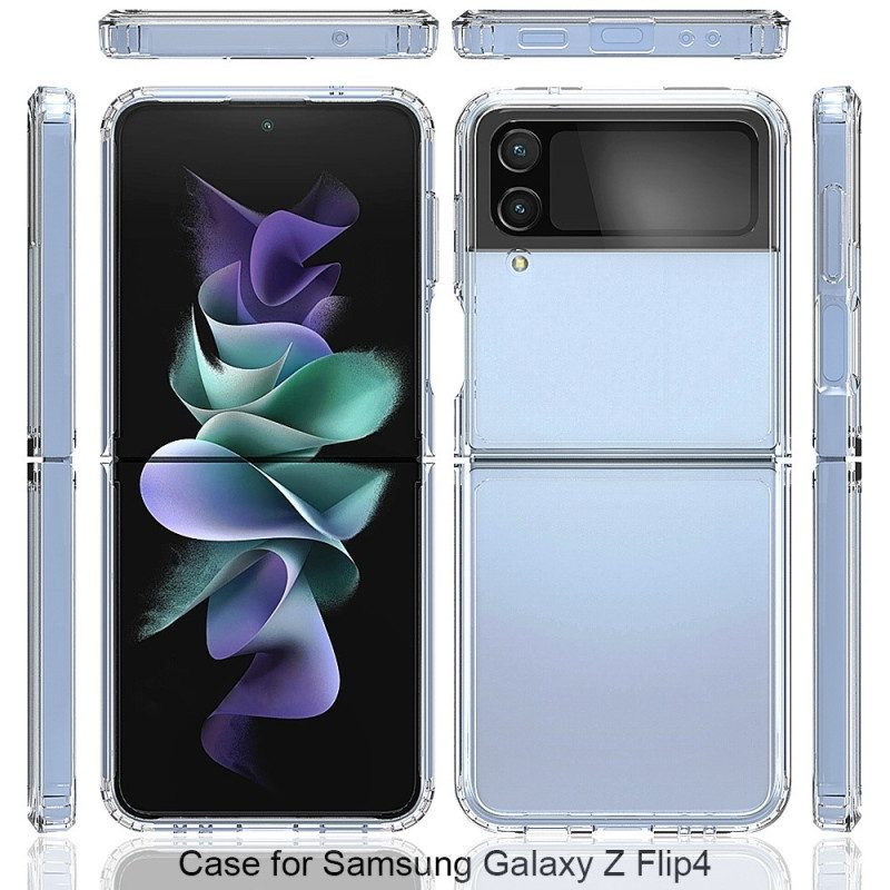 Folio-fodral Mobilskal För Samsung Galaxy Z Flip 4 Läderfodral Transparent Förstärkt Kontur