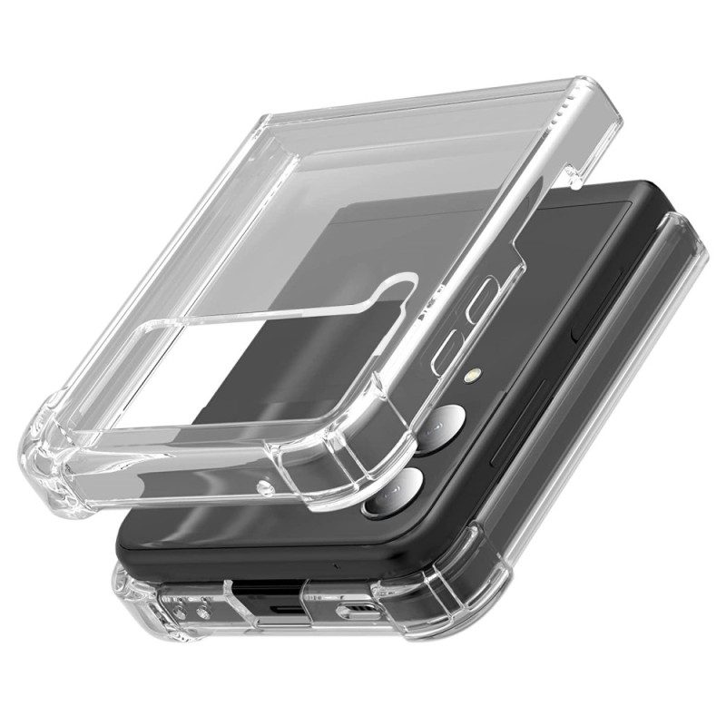 Folio-fodral Mobilskal För Samsung Galaxy Z Flip 4 Läderfodral Transparenta Förstärkta Hörn
