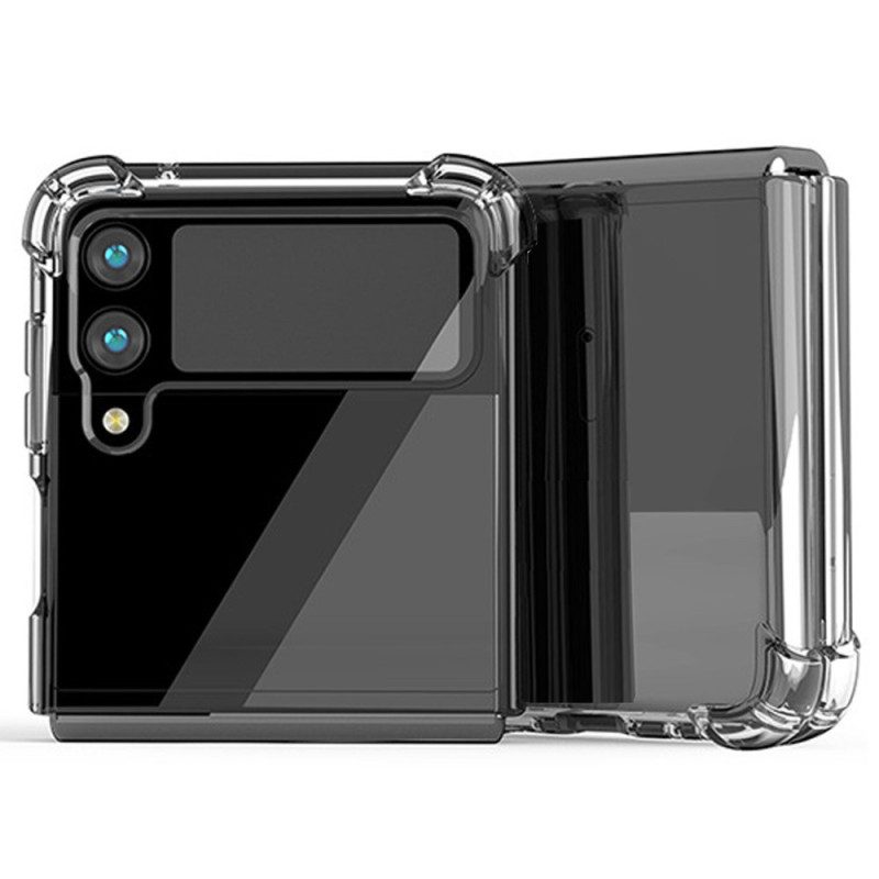 Folio-fodral Mobilskal För Samsung Galaxy Z Flip 4 Läderfodral Transparenta Förstärkta Hörn