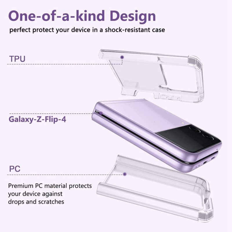 Folio-fodral Mobilskal För Samsung Galaxy Z Flip 4 Läderfodral Transparenta Förstärkta Hörn