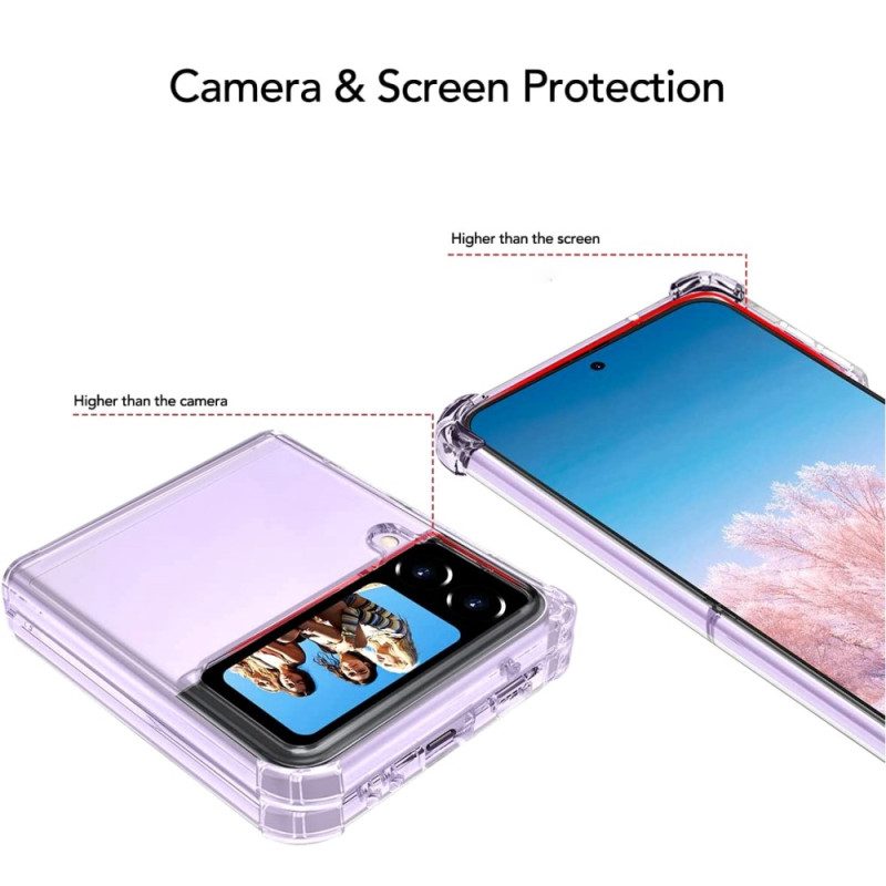 Folio-fodral Mobilskal För Samsung Galaxy Z Flip 4 Läderfodral Transparenta Förstärkta Hörn