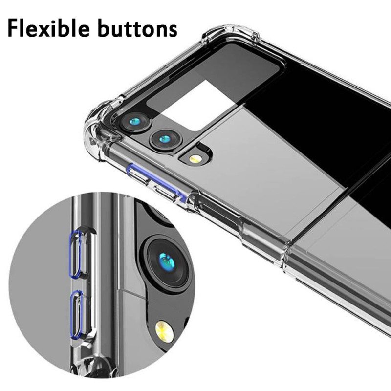 Folio-fodral Mobilskal För Samsung Galaxy Z Flip 4 Läderfodral Transparenta Förstärkta Hörn