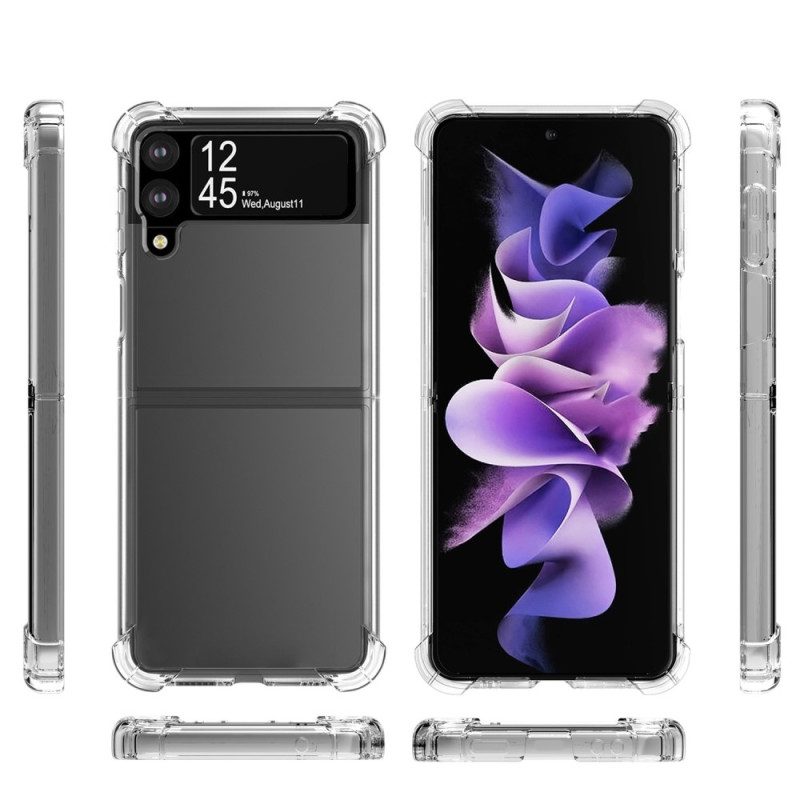 Folio-fodral Mobilskal För Samsung Galaxy Z Flip 4 Läderfodral Transparenta Förstärkta Hörn