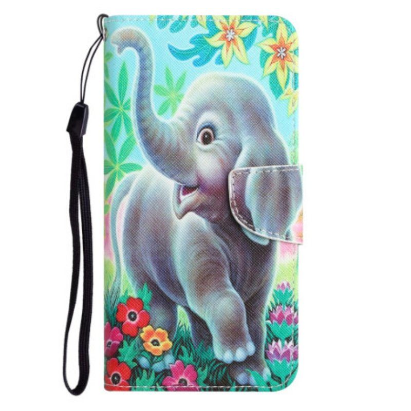 Folio-fodral Samsung Galaxy A54 5G Med Kedjar Glad Elefant Med Snodd