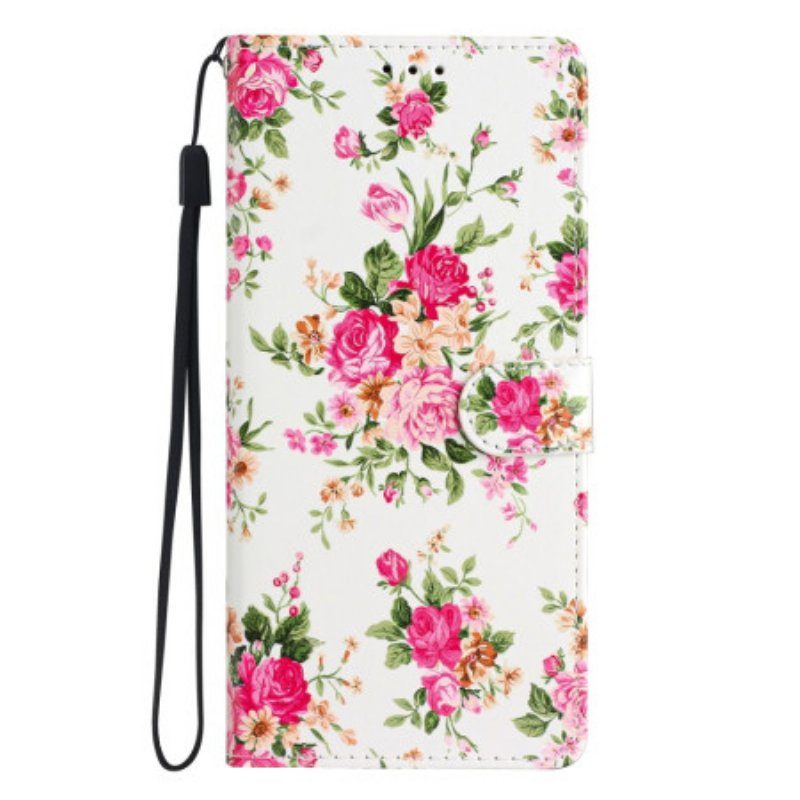 Folio-fodral Samsung Galaxy A54 5G Med Kedjar Rem Liberty Flowers