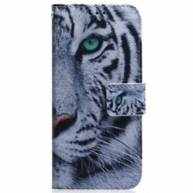 Folio-fodral Samsung Galaxy M13 Med Kedjar Strappy White Tiger