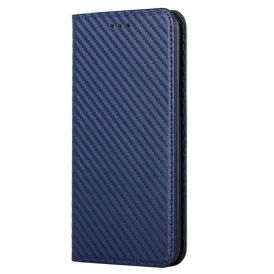 Folio-fodral Samsung Galaxy S23 5G Med Kedjar Läderfodral Strappy Carbon Fiber Style