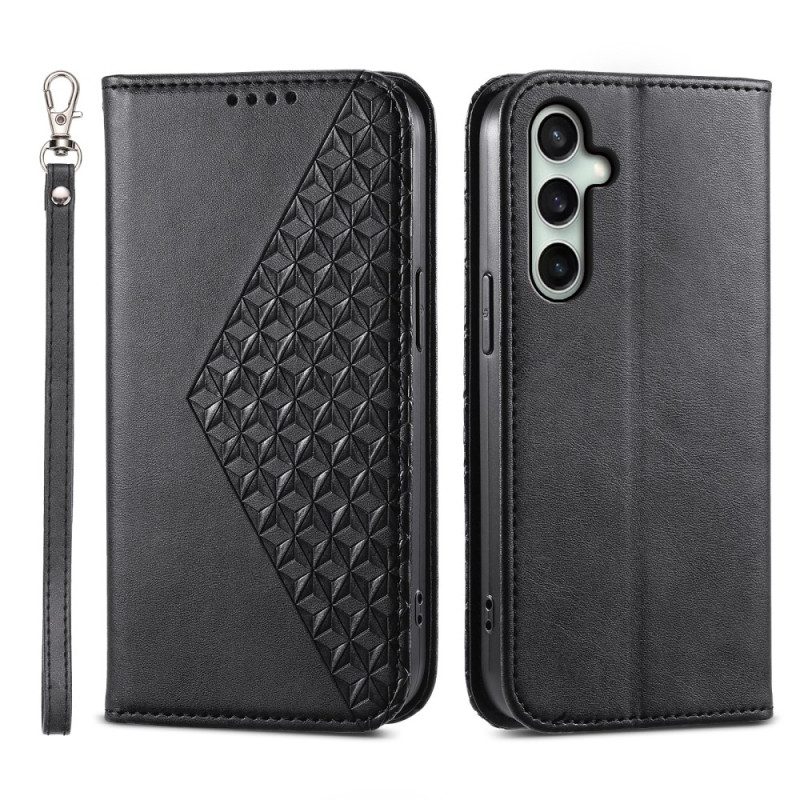 Folio-fodral Samsung Galaxy S25 Fe Diamantmönster Med Rem