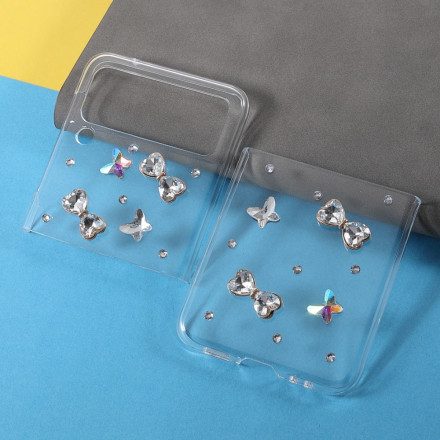 Folio-fodral Skal För Samsung Galaxy Z Flip 3 5G Läderfodral Ädelstensfjärilar