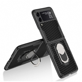 Folio-fodral Skal För Samsung Galaxy Z Flip 3 5G Läderfodral Gkk Carbon Ring-support