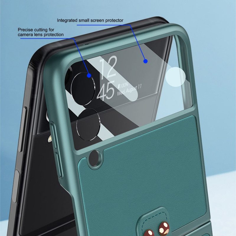 Folio-fodral Skal För Samsung Galaxy Z Flip 3 5G Läderfodral Härdat Glas Lädereffekt Gkk Ring
