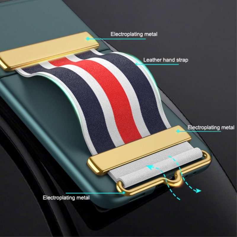 Folio-fodral Skal För Samsung Galaxy Z Flip 3 5G Läderfodral Härdat Glas Och Gkk-rem