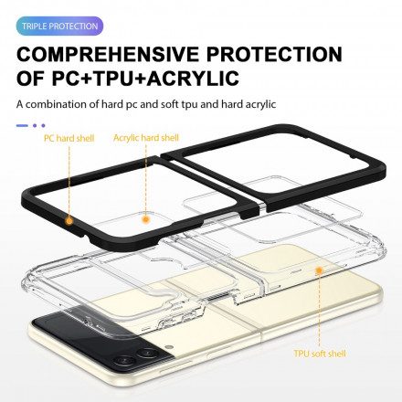 Folio-fodral Skal För Samsung Galaxy Z Flip 3 5G Läderfodral Hybridfärgade Kanter