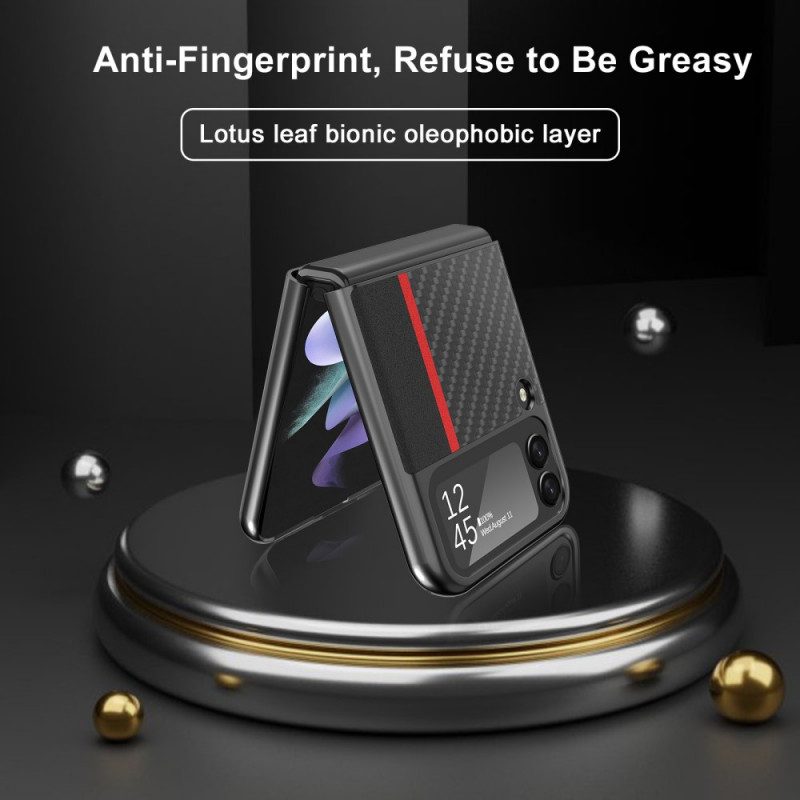 Folio-fodral Skal För Samsung Galaxy Z Flip 3 5G Läderfodral Kolfiber Lc.imeeke