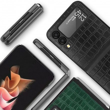 Folio-fodral Skal För Samsung Galaxy Z Flip 3 5G Läderfodral Krokodilskinnstil
