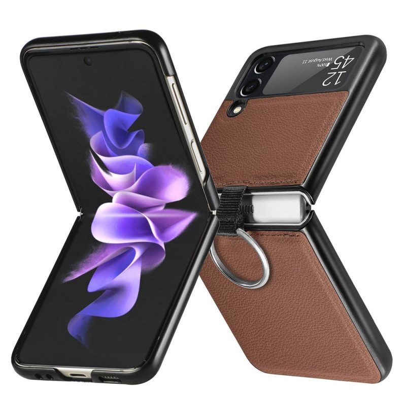 Folio-fodral Skal För Samsung Galaxy Z Flip 3 5G Läderfodral Lädereffekt Med Ring