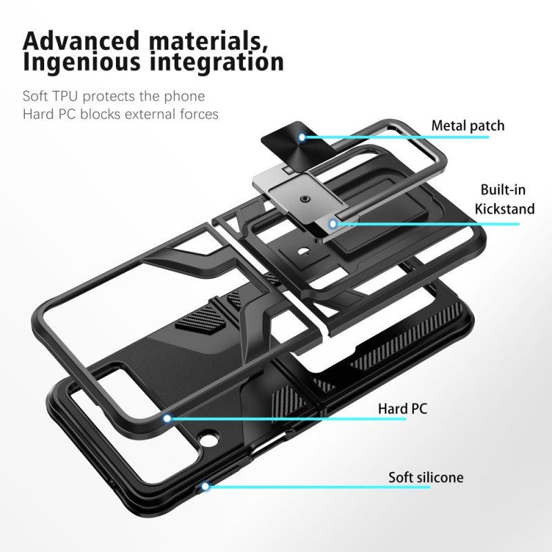 Folio-fodral Skal För Samsung Galaxy Z Flip 3 5G Läderfodral Premiumring