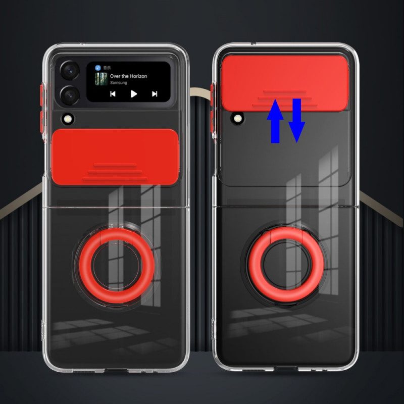 Folio-fodral Skal För Samsung Galaxy Z Flip 3 5G Läderfodral Ring- Och Fotomodulhölje