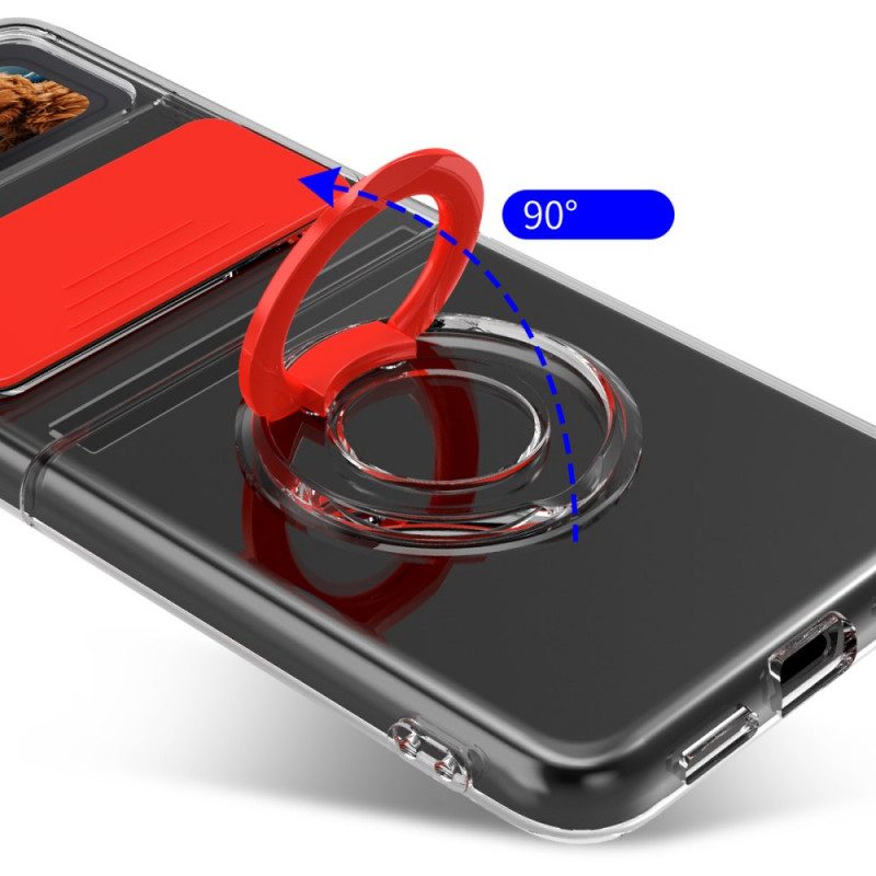 Folio-fodral Skal För Samsung Galaxy Z Flip 3 5G Läderfodral Ring- Och Fotomodulhölje