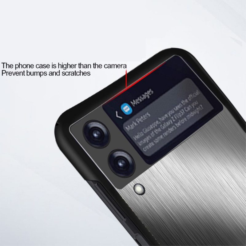 Folio-fodral Skal För Samsung Galaxy Z Flip 3 5G Läderfodral Rostfri Borstad