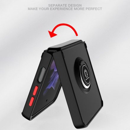 Folio-fodral Skal För Samsung Galaxy Z Flip 3 5G Läderfodral Roterande Ring