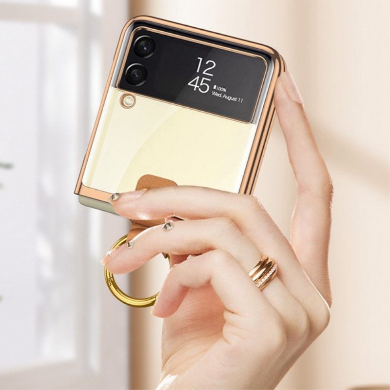 Folio-fodral Skal För Samsung Galaxy Z Flip 3 5G Läderfodral Transparent Ring Gkk