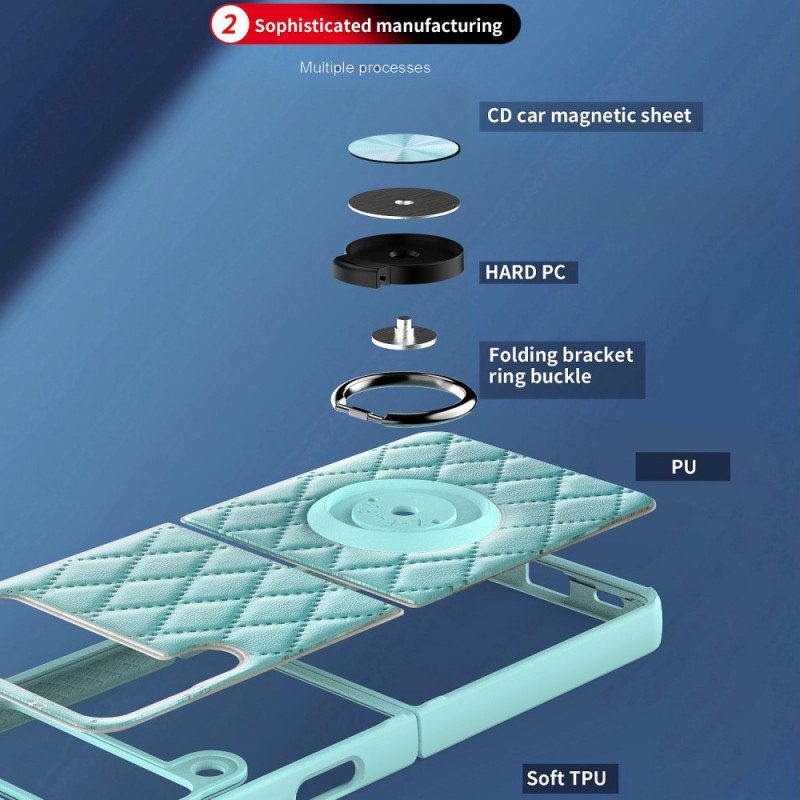 Folio-fodral Skal För Samsung Galaxy Z Flip 3 5G Läderfodral Vaddad Med Ringstöd